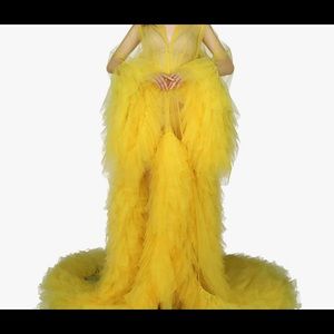 Sheer Long Robe Puffy Tulle Robe Sheer for Maternity Photoshoot